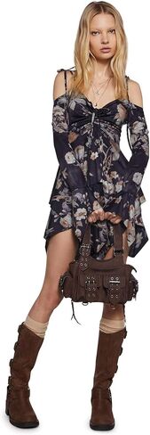 Dolls Kill F is for Fairies Handkerchief Dress by Current Mood - Off-Shoulder, Custom Fit Dress, Perfect for Fairycore Fashion - Orange, X-Large in Kuwait