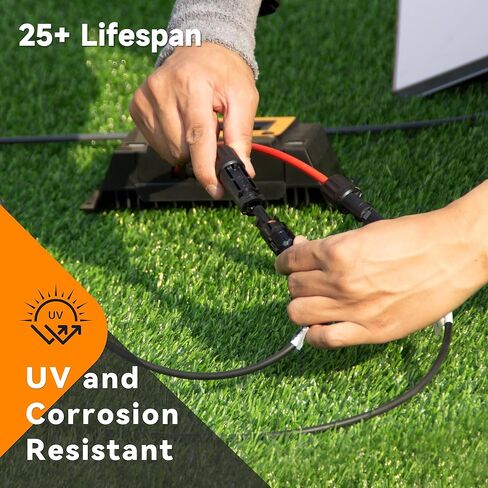 10FT 10AWG كابل تمديد الألواح الشمسية 6 مم ² سلك PV TAPURUB النحاس المعلب مع موصل مقاوم للماء أنثى وذكر للقارب الشمسي الكهروضوئي البحري RV في الهواء الطلق - 10 مقياس (أسود وأحمر) in Kuwait