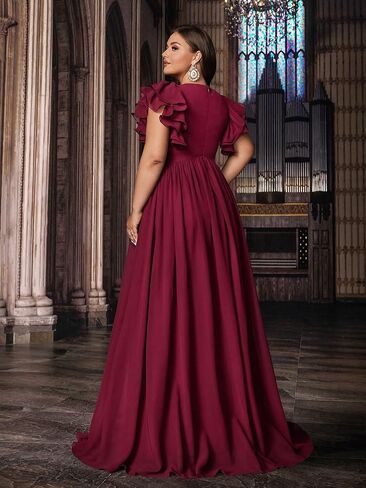 المرأة حجم كبير فساتين وصيفة الشرف ألف خط الشيفون الزفاف ضيف الصيف فستان ماكسي أنيق حفلة موسيقية مساء حفلة كوكتيل ثوب in Kuwait