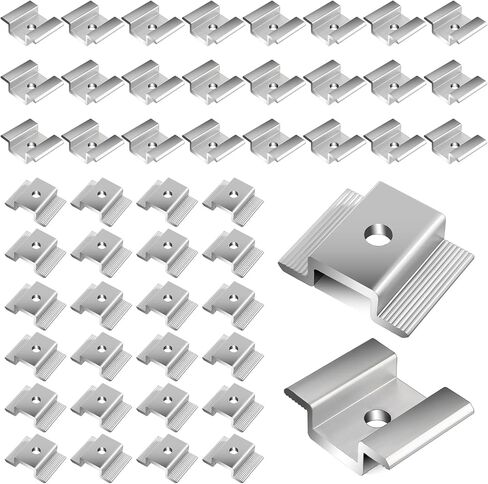 42 Pack Solar Panel Mid Clamps, Solar Panel Clamps Bulk, Solar Panel Bracket Aluminium Mounting Accessories for Solar Panel Mounting for Tin Roof, Flat Roof, Sheet Roof, Silver in Saudi Arabia