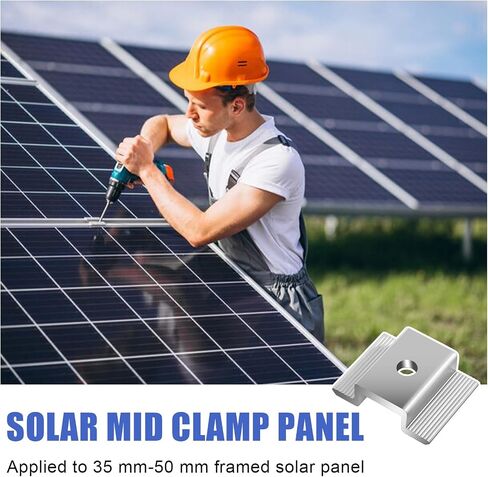 42 Pack Solar Panel Mid Clamps, Solar Panel Clamps Bulk, Solar Panel Bracket Aluminium Mounting Accessories for Solar Panel Mounting for Tin Roof, Flat Roof, Sheet Roof, Silver in Saudi Arabia