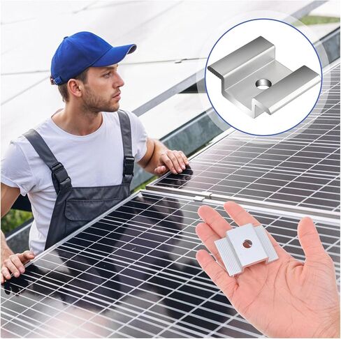 42 Pack Solar Panel Mid Clamps, Solar Panel Clamps Bulk, Solar Panel Bracket Aluminium Mounting Accessories for Solar Panel Mounting for Tin Roof, Flat Roof, Sheet Roof, Silver in Saudi Arabia
