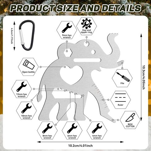 cholemy 12 PCS 11 in 1 edc tools multi-tool multi-carabiners men men homps fun tools multi-multi-size for mens dad ، birthday ، cool diy camping accessories (ape-man ، silver) in Saudi Arabia