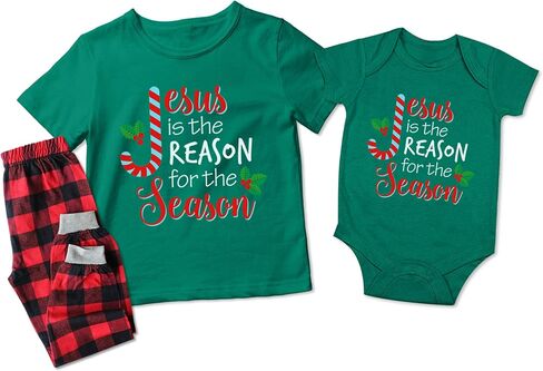 TEEAMORE Matching Christmas Shirt for Family Jesus is The Reason for The Season Letter Print Shirts in Saudi Arabia