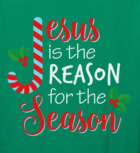 TEEAMORE Matching Christmas Shirt for Family Jesus is The Reason for The Season Letter Print Shirts in Saudi Arabia