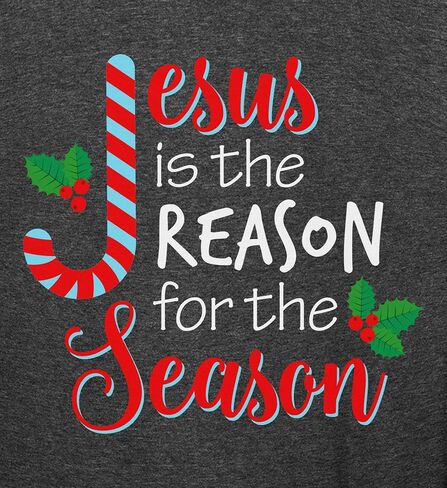 TEEAMORE Matching Christmas Shirt for Family Jesus is The Reason for The Season Letter Print Shirts in Saudi Arabia