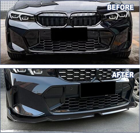 الشفة الأمامية الممتصة للصدمات متوافقة مع BMW G20 3-Series 330e 330i M340i 320i M-Sport Only 2023 2024 مصد أمامي أسود لامع ABS مقسم الشفة الأمامية in Saudi Arabia