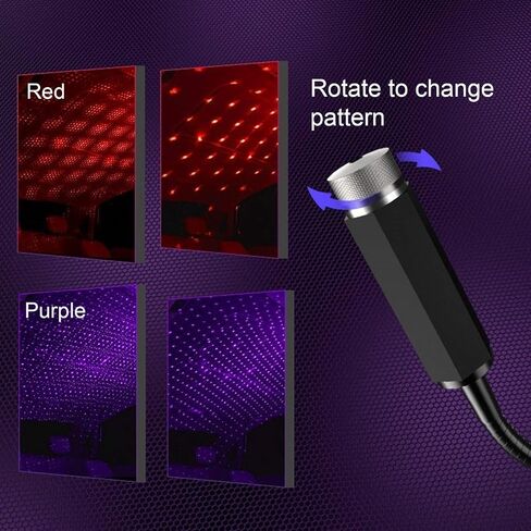 SOCAL-LED LIGHTING Car USB Purple Star Projector Night Light Adjustable Interior LED Decorative Romantic Roof Ceiling Lights in Kuwait