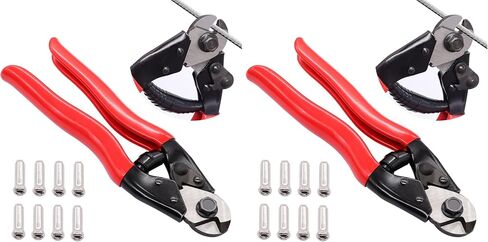 weideer Bike Cable Cutter Heavy Duty Stainless Steel Wire Rope Cutter Up to 5/32" Aircraft Steel Wire Cutter with 8Pcs Bike Cable Cap End Tips for Bicycle Housing Fencing DIY Projects in Kuwait