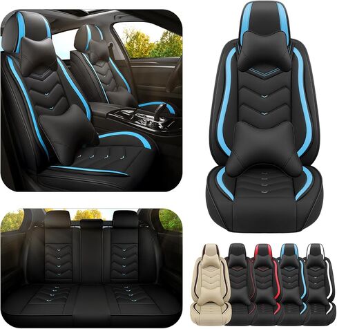 Car Seat Covers for Acura TL 2000-2014, Premium Nappa Leather Car Seat Cover, Stylish Sport Seat Covers， Automobile Seat Cover Sets.(Luxury 5 Seats/Black Blue) in Saudi Arabia