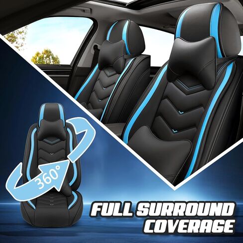 Car Seat Covers for Acura TL 2000-2014, Premium Nappa Leather Car Seat Cover, Stylish Sport Seat Covers， Automobile Seat Cover Sets.(Luxury 5 Seats/Black Blue) in Saudi Arabia