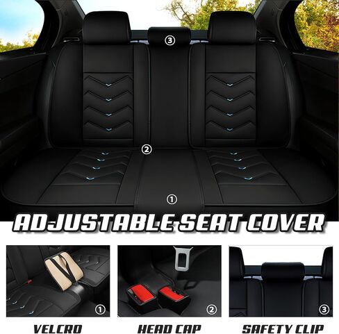 Car Seat Covers for Acura TL 2000-2014, Premium Nappa Leather Car Seat Cover, Stylish Sport Seat Covers， Automobile Seat Cover Sets.(Luxury 5 Seats/Black Blue) in Saudi Arabia
