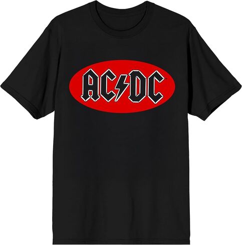 شعار ACDC بيضاوي أحمر حاد على تي شيرت أسود قصير الأكمام للكبار in Saudi Arabia