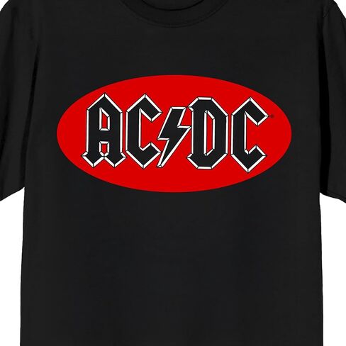 شعار ACDC بيضاوي أحمر حاد على تي شيرت أسود قصير الأكمام للكبار in Saudi Arabia