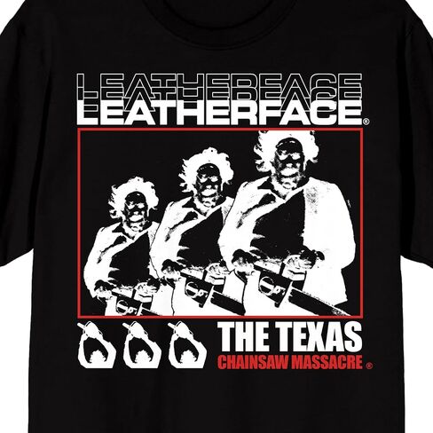 Bioworld Texas Chainsaw Massacre Repeat Leatherface Adult Black Crew Neck Short Sleeve T-Shirt in Saudi Arabia