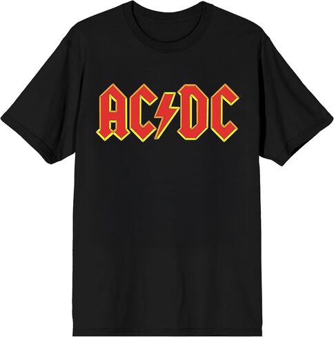 ACDC الشعار الذهبي والأحمر المميز على تي شيرت أسود قصير الأكمام للبالغين in Saudi Arabia