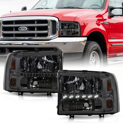 ACANII - For Smoke Len 1999-2004 Ford F250 F350 F450 Superduty LED Headlights 99-04 Headlamps Driver + Passenger Side in Saudi Arabia