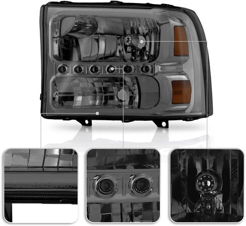 ACANII - For Smoke Len 1999-2004 Ford F250 F350 F450 Superduty LED Headlights 99-04 Headlamps Driver + Passenger Side in Saudi Arabia