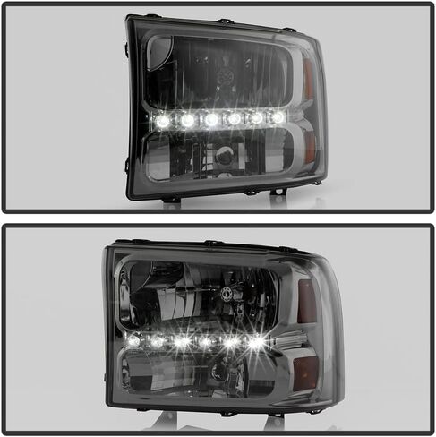ACANII - For Smoke Len 1999-2004 Ford F250 F350 F450 Superduty LED Headlights 99-04 Headlamps Driver + Passenger Side in Saudi Arabia