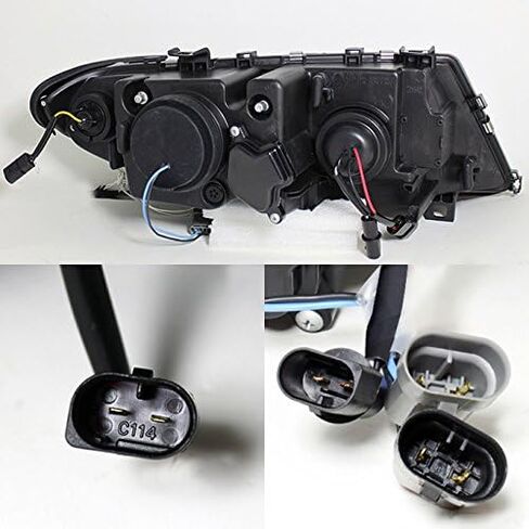 AKKON - For 02-05 BMW E46 3-Series 4 أبواب سيدان واجون كروم هالو الدائري LED المصابيح الأمامية لجهاز العرض مع مجموعة مصابيح الزاوية 2 قطعة in Saudi Arabia