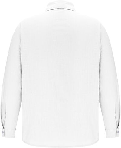 Cotton Shirts for Men Long Sleeve Collared T-Shirt Button Down Work Shirt with Two Pockets Fall Outfits in Saudi Arabia