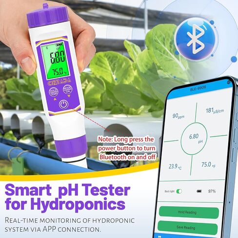 pH Meter for Water 4 in 1 pH EC TDS Temp Meter for Hydroponics PPM and EC Water Tester Digital pH PPM Meter for Nutrients Growing Hydroponics Gardening DWC hydroponics System in Saudi Arabia