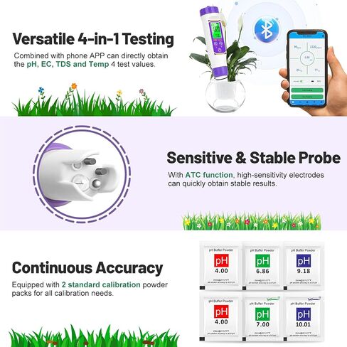 pH Meter for Water 4 in 1 pH EC TDS Temp Meter for Hydroponics PPM and EC Water Tester Digital pH PPM Meter for Nutrients Growing Hydroponics Gardening DWC hydroponics System in Saudi Arabia
