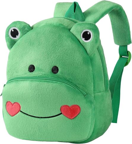 MICHLEY Toddler Backpack Plush Animal SchoolBag Cartoon Girls Travel Bag Mini Baby Daypack for Kids Kindergarten Pre School Bags, Frog in Kuwait