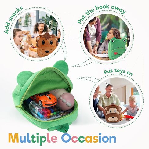 MICHLEY Toddler Backpack Plush Animal SchoolBag Cartoon Girls Travel Bag Mini Baby Daypack for Kids Kindergarten Pre School Bags, Frog in Kuwait