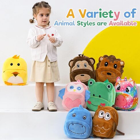 MICHLEY Toddler Backpack Plush Animal SchoolBag Cartoon Girls Travel Bag Mini Baby Daypack for Kids Kindergarten Pre School Bags, Frog in Kuwait