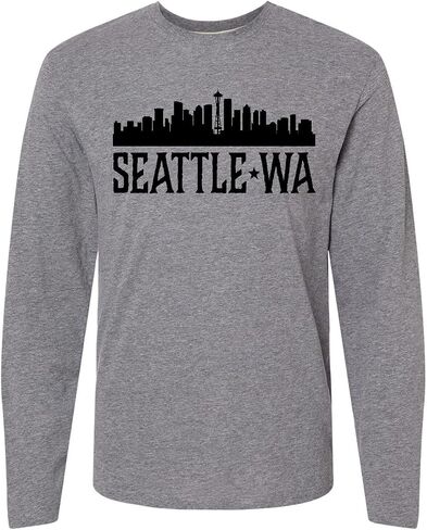 inktastic Seattle Washington City Skyline Adult Long Sleeve T-Shirt in Saudi Arabia