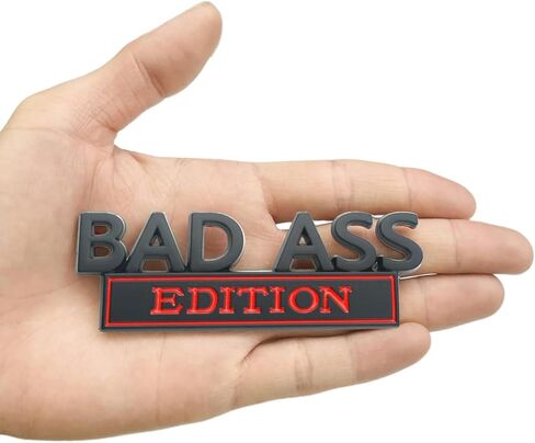 شعار إصدار Car Bad Ass، ملصق سيارة ثلاثي الأبعاد مع لاصق 3M، ملحقات السيارات لصندوق غطاء الشبكة الأمامية للباب الخلفي، مناسب لمعظم السيارات وسيارات الدفع الرباعي والشاحنات (فضي/أسود) in Kuwait