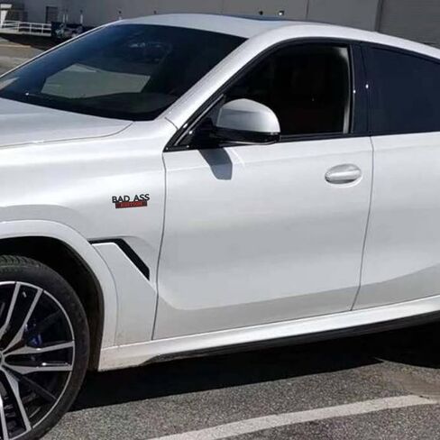 شعار إصدار Car Bad Ass، ملصق سيارة ثلاثي الأبعاد مع لاصق 3M، ملحقات السيارات لصندوق غطاء الشبكة الأمامية للباب الخلفي، مناسب لمعظم السيارات وسيارات الدفع الرباعي والشاحنات (فضي/أسود) in Kuwait