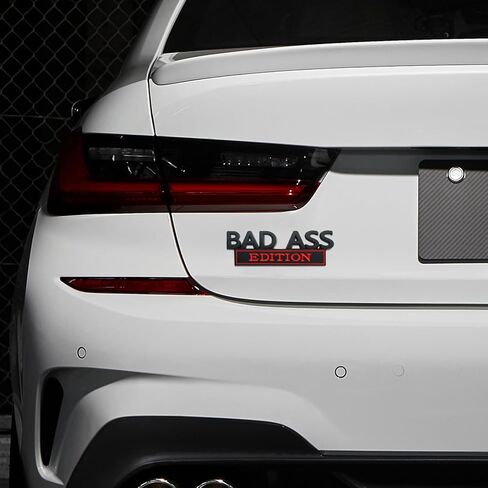 شعار إصدار Car Bad Ass، ملصق سيارة ثلاثي الأبعاد مع لاصق 3M، ملحقات السيارات لصندوق غطاء الشبكة الأمامية للباب الخلفي، مناسب لمعظم السيارات وسيارات الدفع الرباعي والشاحنات (فضي/أسود) in Kuwait