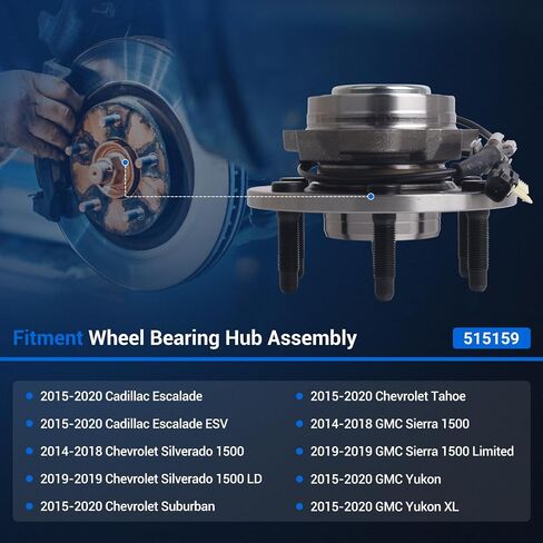 مجموعة محور العجلات الأمامية Autoround 515159 مناسبة لسيارة Chevy Tahoe/Silverado 1500/ Suburban، GMC Yukon/Sierra 1500، Cadillac Escalade 2014-2020 RWD، 6 عروة مع ABS [عبوة من قطعتين] in Saudi Arabia
