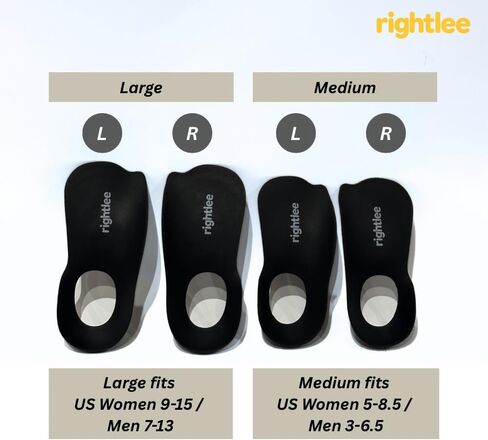 rightlee Half Foot Arch Support Pads – Reusable Inserts for Flat Feet, Plantar Fasciitis Relief & Foot Comfort – for Running, Walking & Standing (1 Pair) (Medium (US Women’s 5–8.5 / Men’s 3–6.5)) in Saudi Arabia