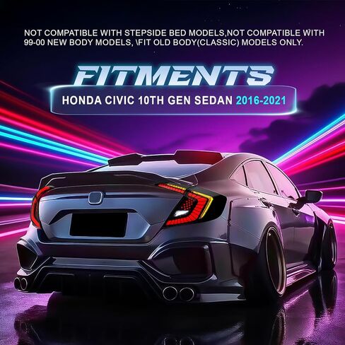 Sequential LED Tail Lights Compatible with Honda Civic 10th Gen Sedan 2016-2021, Not for Hatchbacks, Starting Animated Tail Light Assembly, Parking Light, Brake Turn Signal Lights, Reverse Lights, 1A in Kuwait