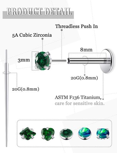20 جرام 18 جرام 16 جرام أقراط مسطحة الظهر بدون خيوط حلقات الأنف ترصيع Astm F136 التيتانيوم دفع في حلقة الأنف مسمار الزنمة الحلزون محارة الغضروف أقراط ثقب المجوهرات للنساء الرجال الفضة هيبوالرجينيك in Kuwait