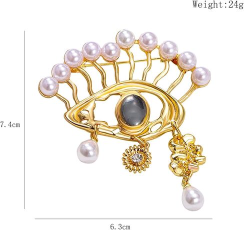 Evil Eye Brooch Fashion Unique Elegant Rhinestone Vintage Lucky Charms Eye Brooch Enamel Tassel Pearl Pin Clothing Jewelry Clothing Backpack Jacket Hat Decoration DIY in Saudi Arabia