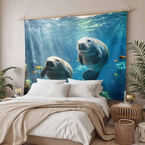 Tapestry Wall Hanging Sea Lion Tapestries Aesthetic Fish Coral Tropical Marine Life Tapestry for Bedroom Living Room College Dorm Art Wall Decor Decorative Backdrop 50x60 Inch in Saudi Arabia