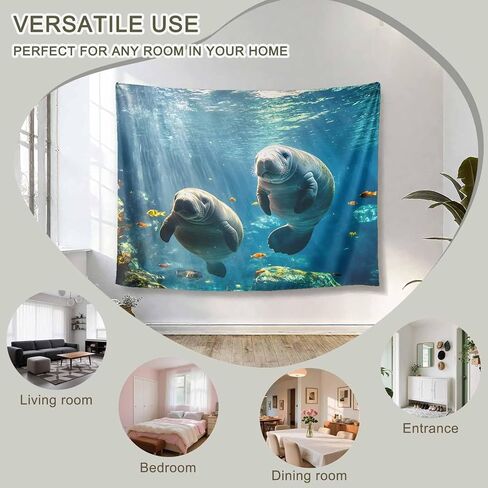Tapestry Wall Hanging Sea Lion Tapestries Aesthetic Fish Coral Tropical Marine Life Tapestry for Bedroom Living Room College Dorm Art Wall Decor Decorative Backdrop 50x60 Inch in Saudi Arabia