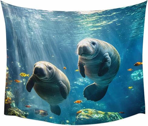 Tapestry Wall Hanging Sea Lion Tapestries Aesthetic Fish Coral Tropical Marine Life Tapestry for Bedroom Living Room College Dorm Art Wall Decor Decorative Backdrop 50x60 Inch in Saudi Arabia