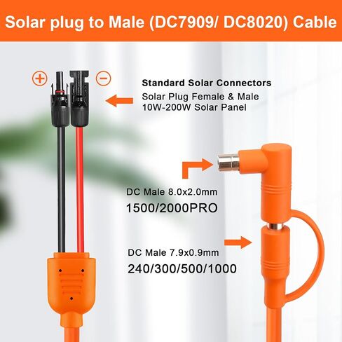 موصلات لوحة شمسية بطول 10 أقدام إلى كابل محول DC 8 مم، سلك كابل شمسي 12AWG+14AWG مع DC8020/7909، متوافق مع Jackery وAnker وGZ Yeti وBLUETT محطة الطاقة المحمولة ومولد الطاقة الشمسية in Kuwait
