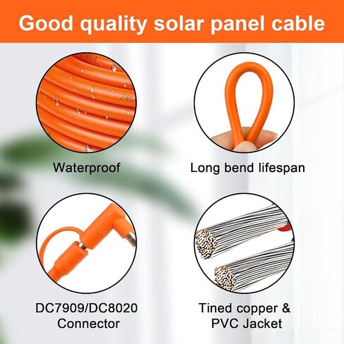 موصلات لوحة شمسية بطول 10 أقدام إلى كابل محول DC 8 مم، سلك كابل شمسي 12AWG+14AWG مع DC8020/7909، متوافق مع Jackery وAnker وGZ Yeti وBLUETT محطة الطاقة المحمولة ومولد الطاقة الشمسية in Kuwait