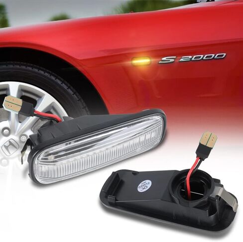 2Pcs Dynamic LED Side Marker Lights Turn Signal Indicator Car Accessories Compatible withr Honda Civic EK 2/3/4dr Ballade CRV Prelude 95-99 (Dynamic Smoked Type) in Kuwait