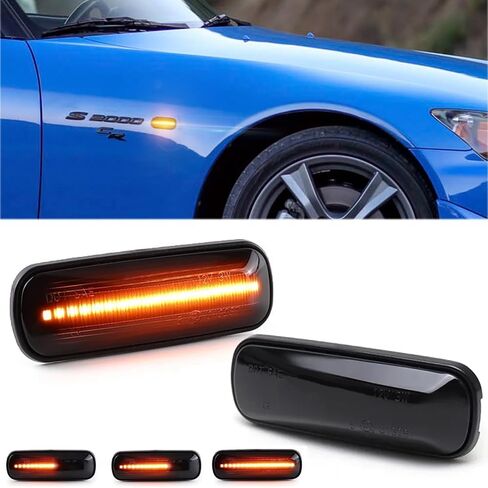 2Pcs Dynamic LED Side Marker Lights Turn Signal Indicator Car Accessories Compatible withr Honda Civic EK 2/3/4dr Ballade CRV Prelude 95-99 (Dynamic Smoked Type) in Kuwait