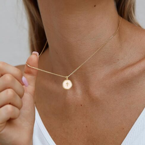 14K Gold Plated Enamel Cross Pendant Necklace for Women, Tiny Cross Necklace, Religious Necklace, Enamel Necklace, Christmas Gift for her, Christian Gift in Saudi Arabia