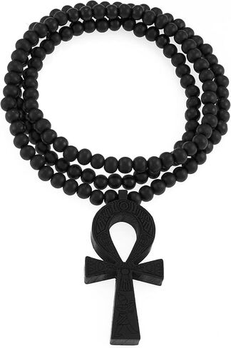 GWOOD Ankh Wood Pendant with Bead Necklace in Kuwait