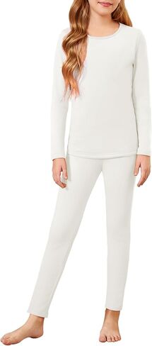 Arshiner Girls Thermal Underwear Set Long Johns Fleece Lined Kids Base Layer Top Bottom in Saudi Arabia