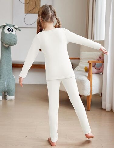 Arshiner Girls Thermal Underwear Set Long Johns Fleece Lined Kids Base Layer Top Bottom in Saudi Arabia